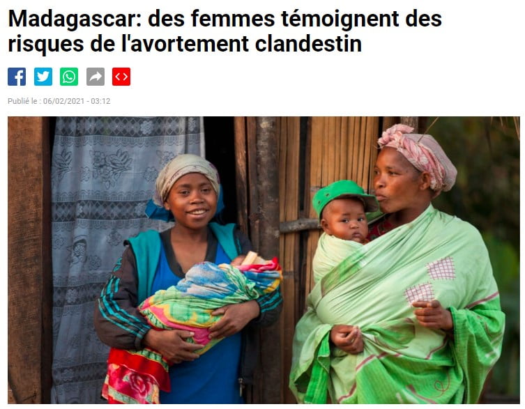 Madagascar : des femmes témoignent des risques de l’avortement clandestin RFI : Publié le : 06/02/2021
