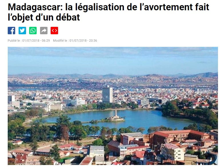 Madagascar : la légalisation de l’avortement fait l’objet d’un débat RFI – Publié le 01/07/2018